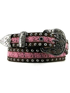 Ariat  Girls 1.25 in. Floral Lace Center Studded Belt, Pink   Size 20  NWT